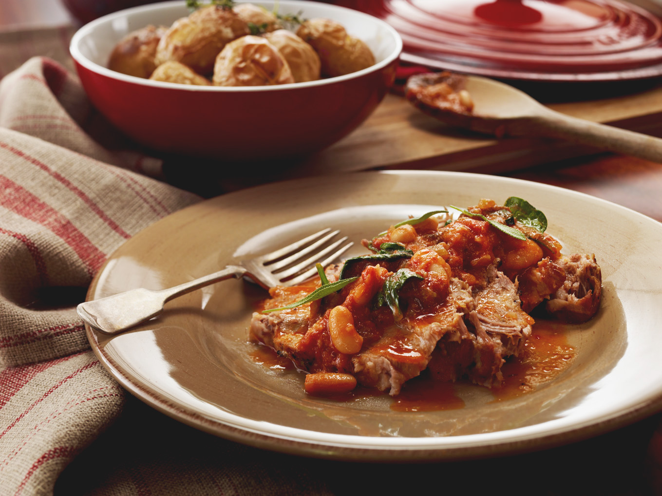 Slow Cooked Pork, Spinach and Cannellini Bean Pot Roast - Squeaky Gate